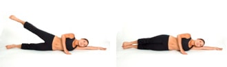تمرین بالا آوردن پا در حالت خوابیده به پهلو برای تقویت عضلات چهارسرران